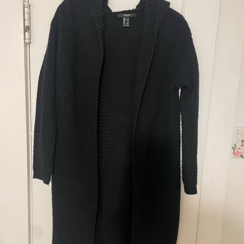 Black Hooded Cardigan
